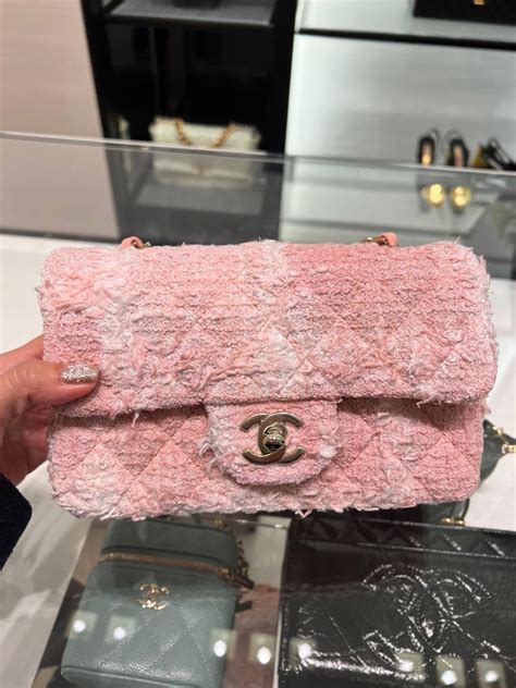 chanel pink tweed mini|Chanel pink tweed handbag.